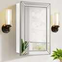 24"x36" Retro Beaded Medicine Cabinet with Beveled Mirror - Wooden Frame, Recessed & Surface Mount Bathroom Storage Cabinet
