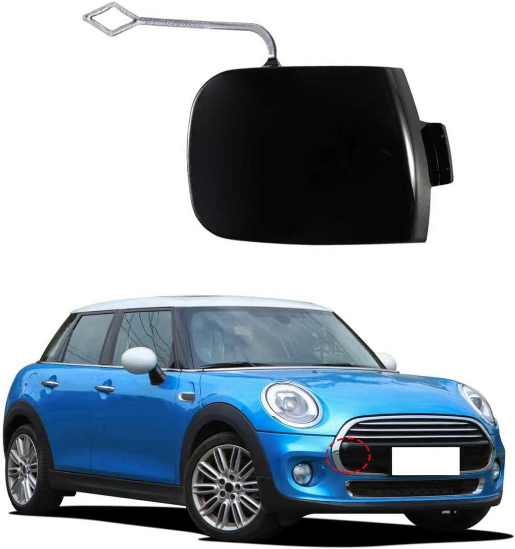 Car Front Bumper Tow Hook Cover Cap Towing Eye Fit for BMW Mini Cooper S F55 F56 F57 2016 2017 2018 51117337796 Trailer Cover (Bright Black, Right Passenger Side)