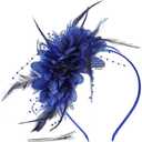 Womens Fascinators Hats with Clip Tea Party Hats for Women, Feather Pearl Veil Headband for Wedding Cocktail Dresses