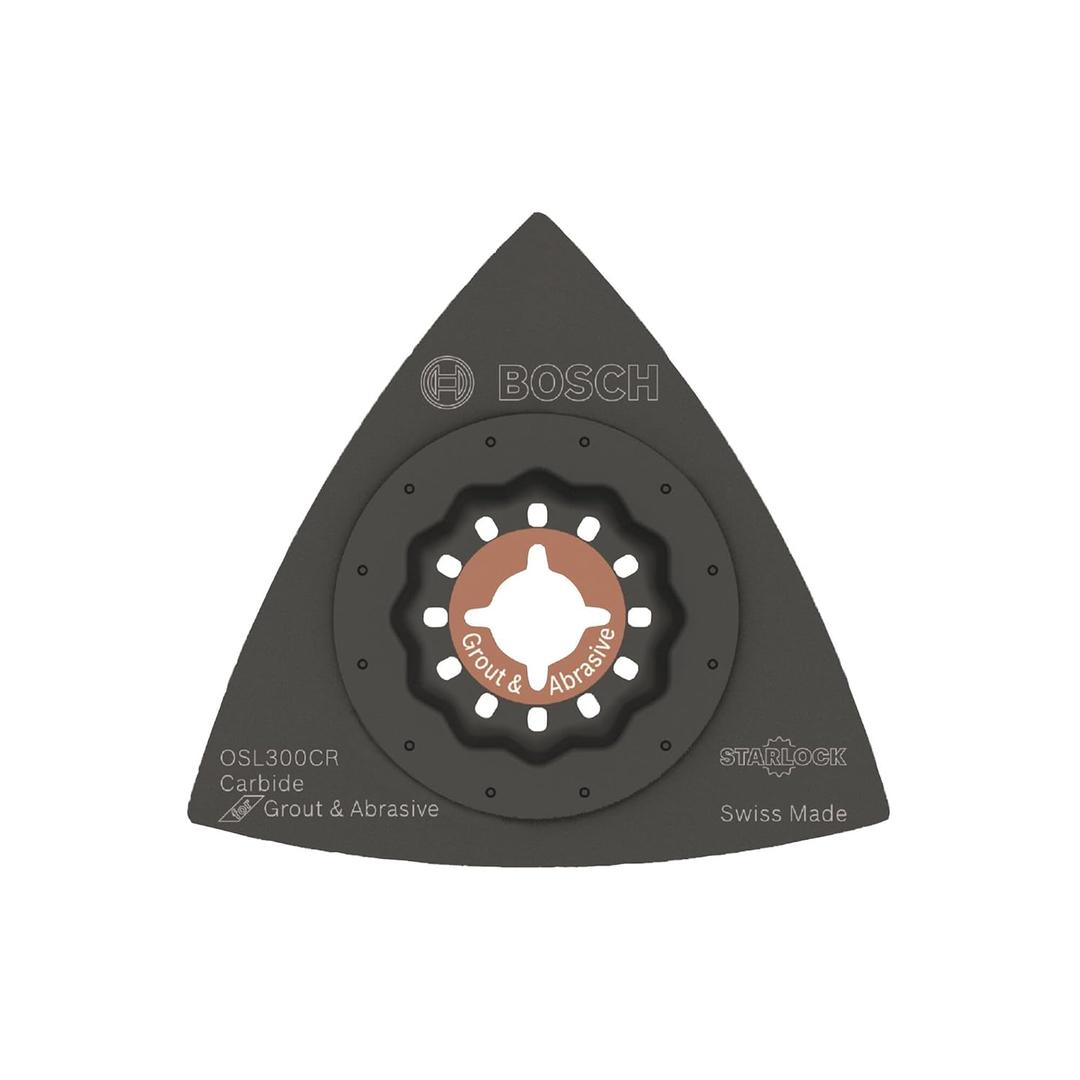 BOSCH OSL300CR 1-Piece 3 In. Starlock Oscillating Multi Tool Grout & Abrasive Carbide Grit Delta Rasp for Applications in Thinset Removal