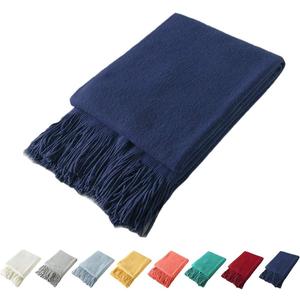 Homiest Decorative Knitted Throw Blanket with Fringe, Lightweight Acrylic Knit Blanket, Soft & Cozy Tassel Blanket for Couch, Sofa, Bed (Navy Blue, 60 x 80 Inch)