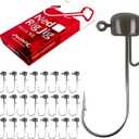 MadBite by KastKing Ned Rig Jig Heads for Soft Fishing Lures, 24-Pack Finesse Standard Mushroom Stand-up Ned Heads Kit, Needle Point Saltwater & Freshwater Versatility Ned Rig Hooks 1/8, 1/16, 3/16 oz (Green Pumpkin)