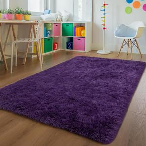 Andecor Shag Area Rug for Living Room, 5x8 Feet Purple Soft Fluffy Indoor Plush Throw Rugs for Bedroom Girls Kids Room Nursery Dorm Home Decor Carpet