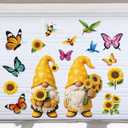 Flutesan 16 Pcs Summer Sunflower Gnome Garage Decoration Magnet Sticker, Large Gnome with Sunflower Magnetic Garage Door Decorations for Summer Party Home Decor