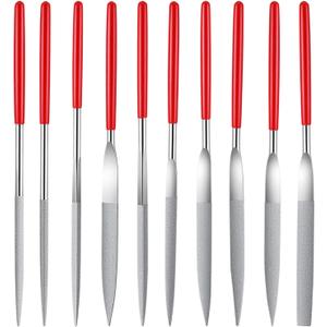 10 PCS Diamond Small File Set, Mini Metal Needle Files Set, Small Diamond Files for Metal Jewelry Glass Stone Grinding, Polishing and Engraving(Round Triangular Square Flat Shape)