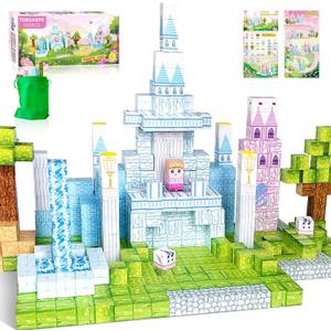 Magnetic Blocks, 150 PCS Magnetic Building Blocks Set, Castle Magnet Building Cubes, Magnet Tiles Stacking Toys for Kids, STEM Sensory Toys for Girls Boys 3 4 5 6+ Years Old, Birthday