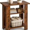 Narrow Side Table, 3 Tier Rustic End Table for Living Room, Small Wood Nightstand with Storage Shelves, Slim Bedside Table for Bedroom, Couch, Small Spaces, 22.8" High,Farmhouse Style