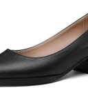 LingxiaUne Dress Shoes for Women, Comfortable Dressy Flats, Womens Chunky Heel Pumps with Arch Support and Pointed Toe (12, B-black Matte)