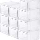 Clear Plastic Stackable Shoe Box with Acrylic Magnetic Door, Fit up to US Size 12 (10 pcs)