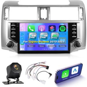 4+128G Android 15 Car Stereo for Toyota 4runner 2010-2021, 9 Inch IPS Touchscreen Radio with Wireless Carplay & Android Auto/EQ/5GHz WiFi/GPS/SWC + AHD Rear View Camera