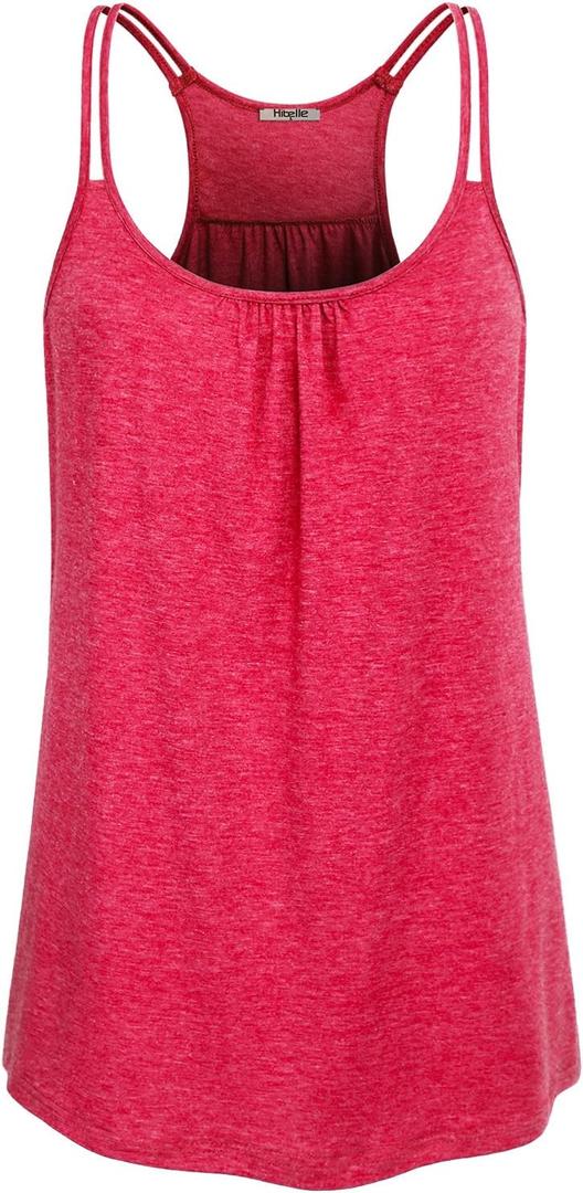 Hibelle Womens Scoop Neck Cute Racerback Yoga Workout Tank Top (Large, 1# Watermelon Red)