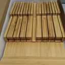 NIUXX Bamboo In-Drawer Knife Block Set for 16 Knives(Not Included), Large Kitchen Detachable Washable Cutlery Slot Organizer Storage Holder for Sharpening Steel and Cutter