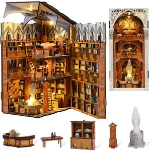 Book Nook Kit, DIY Miniature Dollhouse Booknook Kit with Led Light and Dust Cover (Public Library)