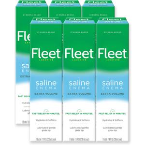 Fleet Laxative Saline Enema, 7.8 Fl Oz (Pack of 6), BBD: 05/2028