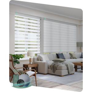 Yoolax Motorized Blinds with Remote, Electric Zebra Blinds for Indoor Windows, Room Darkening Smart Shades with Voice Control, Compatible with Alexa Google Home, APP Control, 34" W x 72" H, White