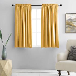 DONREN Gold Yellow Curtains for Bedroom - Blackout Thermal Insulated Curtain Panels with Rod Pocket (42 by 45 Inch,2 Panels) (42"W x 45"L (Pack of 2))