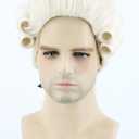 Topcosplay Judge Colonial Wig for Men Women Historical Powdered Wig Beige Halloween Costume Funny Wigs