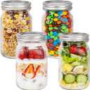 WELLIFE Large Mason Jars,4 Pcs Wide Mouth Mason Jars 32 Oz for Food Storage, Overnight Oats,Honey,Sauces,Meal Prep,Salad,Yogurt