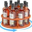 Wine Rack Coffee Syrup Organizer: Wooden Rotatable Wine Bottles Organizer Stand, Countertop Wine Bottles Coffee Syrup Rotating Display Holder