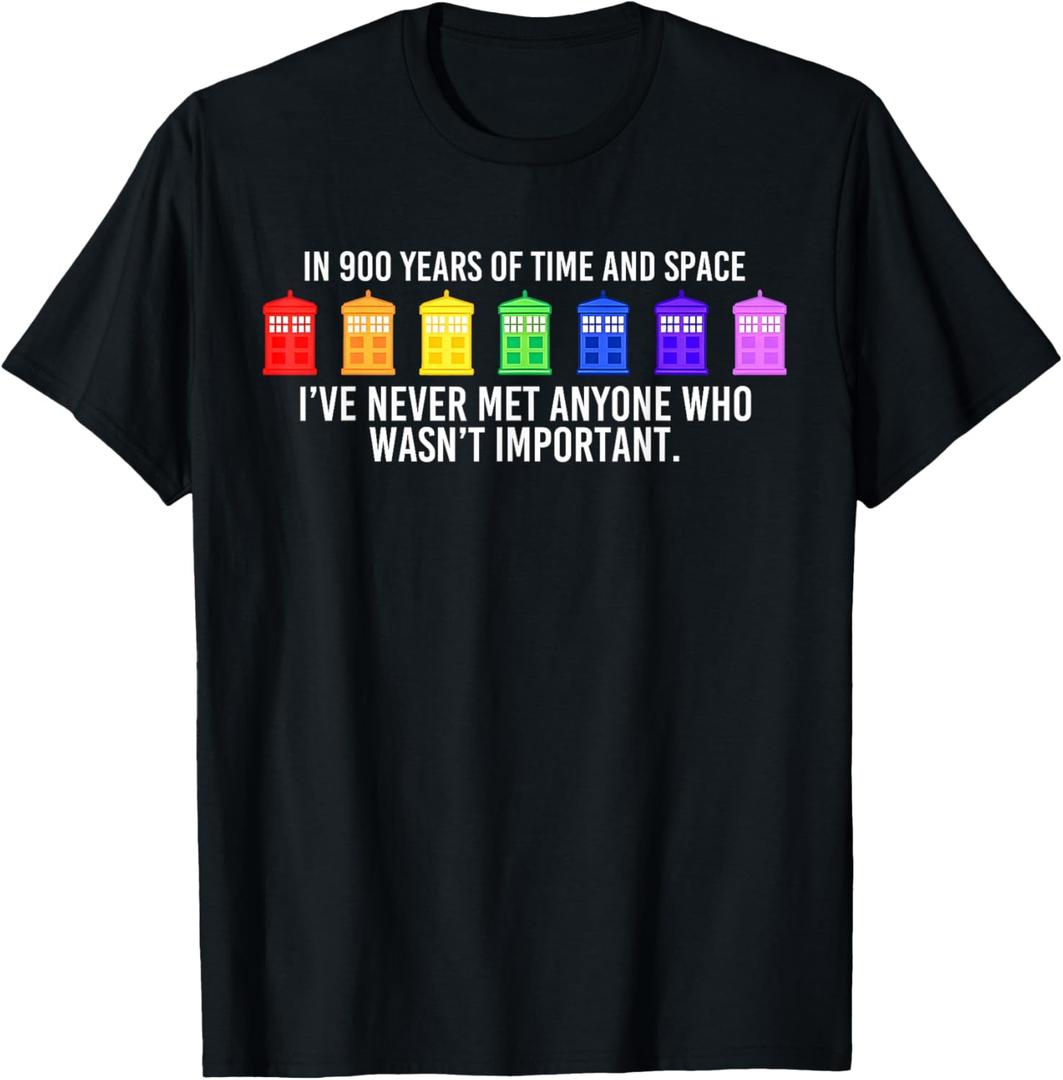 Funny In 900 Years Of Time And Space Rainbow Flag Graphic T-Shirt, S