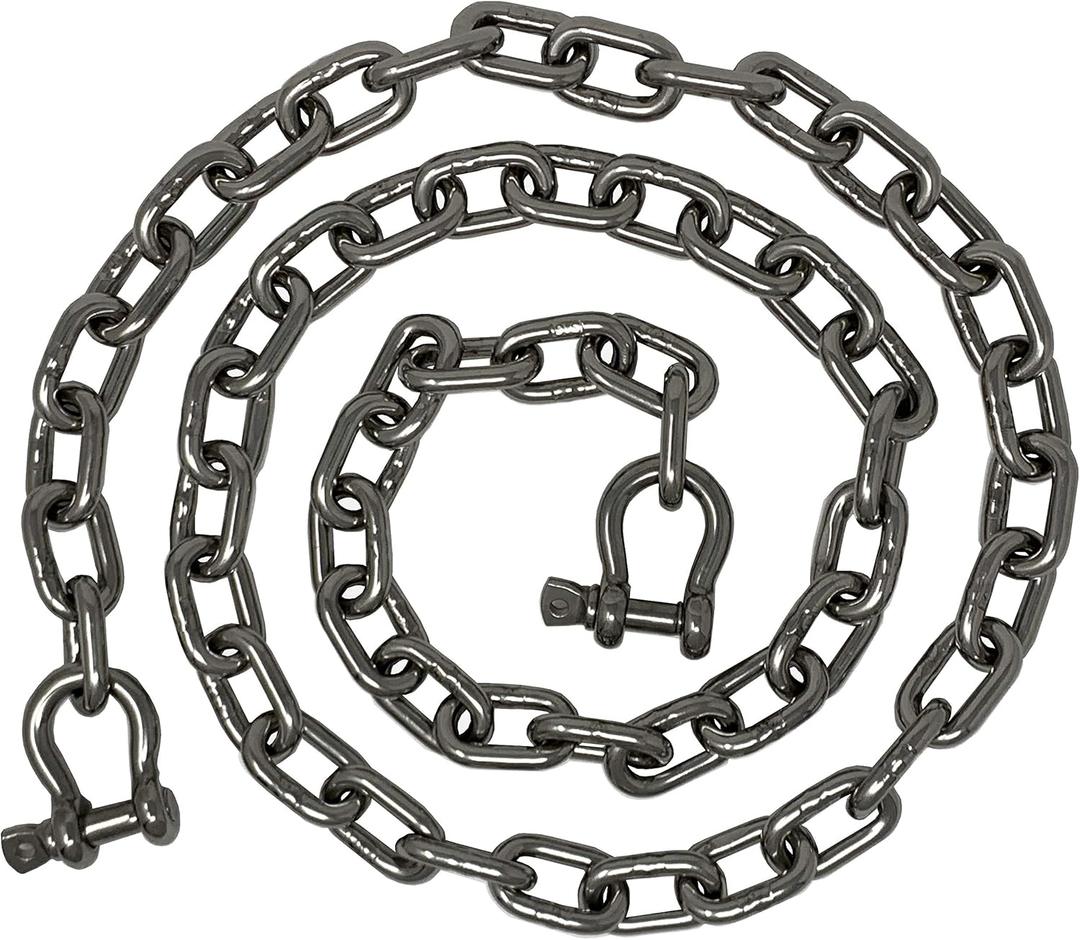 Rainier Supply Co. Anchor Chain - 5/16" x 6' Stainless Steel Boat Chain - Premium Marine Grade 316SS with Oversized Shackles