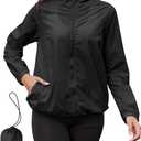 PITINAN Rain Jacket Women Lightweight Waterproof Windbreaker Jacket Hooded Packable Rain Coats for Women with Pockets S-XXL (Medium, Black)