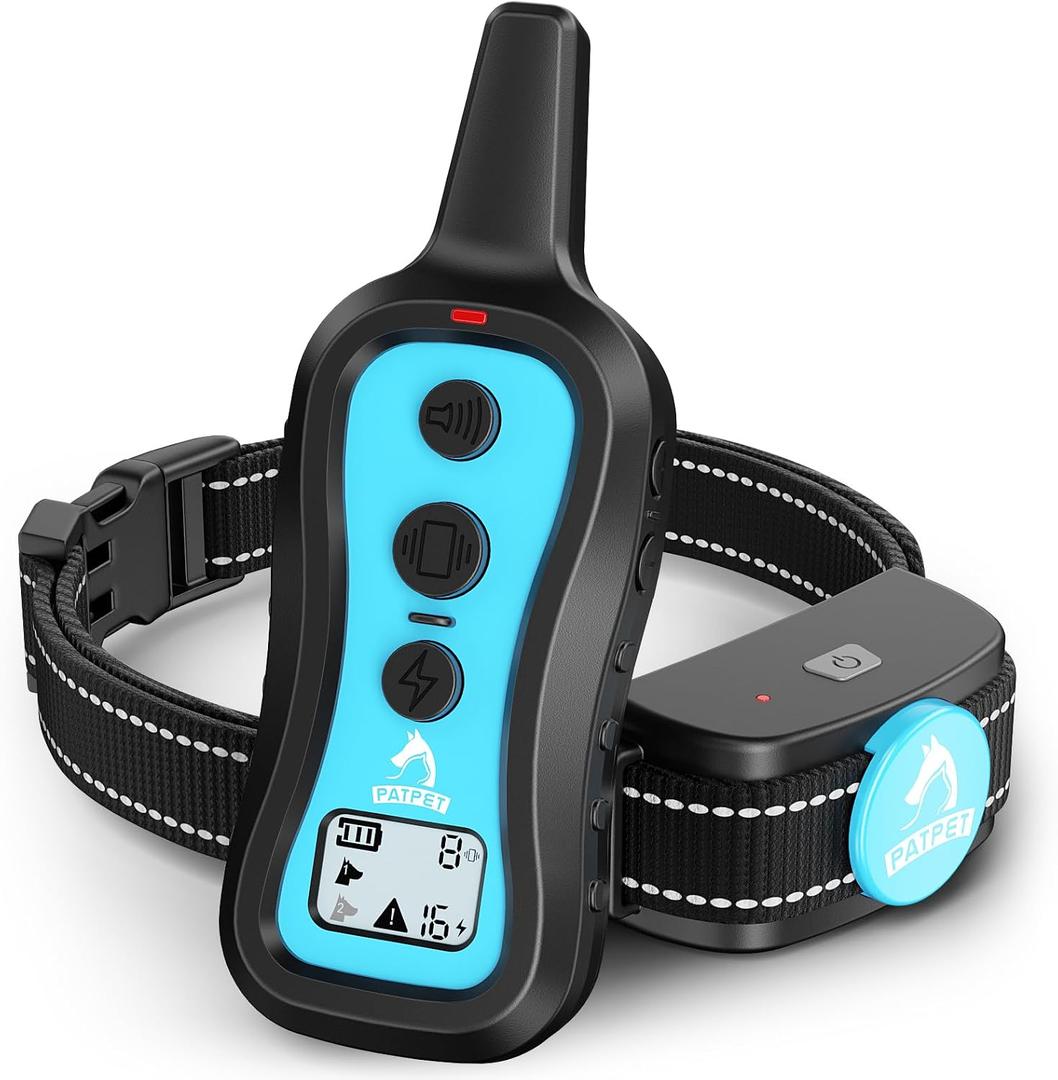 PATPET Dog Training Collar Dog Shock Collar with Remote - 3 Training Modes, Beep, Vibration and Shock, Up to 1000 ft Remote Range, Rainproof for Dogs