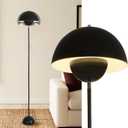 Black Vintage Floor Lamps for Living Room, Ambient Lighting Bedroom Lamps Mid Century Modern Decor Corner Lamp, 65 Tall Mushroom Reading Lights Torchiere Industrial Stand Up Decorative Lamp