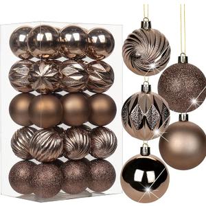 2.36" Christmas Ball Ornaments Brown Small Shatterproof Christmas Tree Decorations Xmas Tree Christmas Ornaments Balls with Hanging Loop for Halloween Wedding Holiday Party Wreath Home Decor
