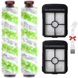 for CrossWave Pet Pro 2306A CrossWave 1785 Series Replacement Parts 2 Pack 2460 Multi-Surface Pet Pro Cleaner Brush Rolls Tangle-Free+2 Pack 1866 Vacuum Filters Part 1613568 1608684