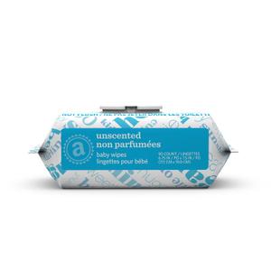 Amazon Elements Baby Wipes, Unscented, Hypoallergenic, Alcohol-Free, With Aloe and Vitamin E, 1 Pack, 90 Count