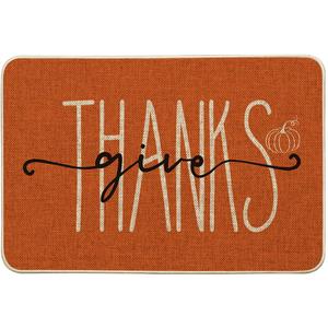Artoid Mode Give Thanks Pumpkin Thanksgiving Welcome Decorative Doormat, Seasonal Fall Low-Profile Floor Rug Switch Mat for Indoor Outdoor 24x35 Inch