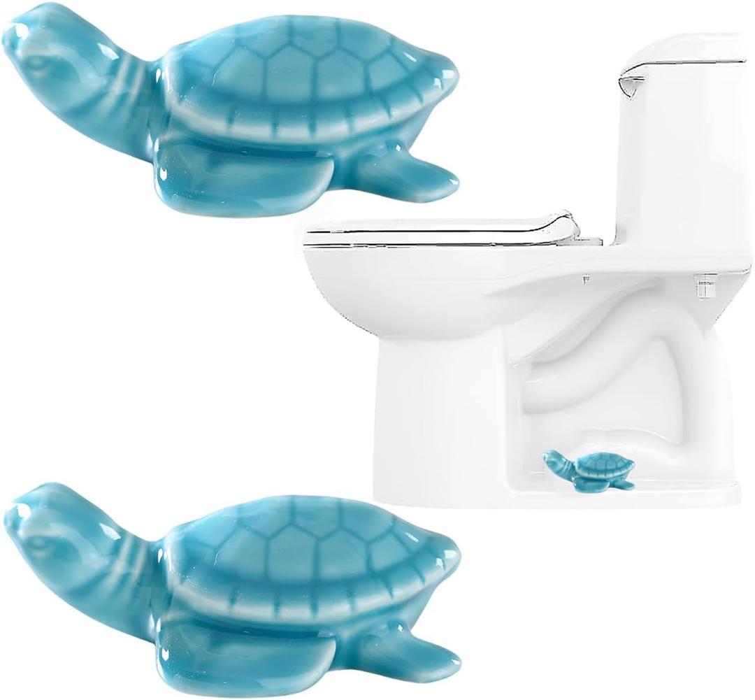Cute Turtle Toilet Bolt Caps Ceramic Sea Turtle Toilet Bolt Covers Decorative, Set of 2 Toilet Screw Cover Caps, Toilet Caps for Bottom of Toilet, Toilet Bowl Caps for Bolts Bathroom Decor (F)