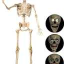 JOYIN 6.9 FT Halloween Posable Skeleton Life Size, Voice Sensing Blink Eyes Moving Jaw, Giant Skeletons Bones Full Body Movable Joints for Indoor Outdoor Halloween Party Decoration, Hounted House Prop