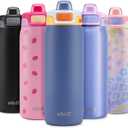 Ello Kids Pop & Fill 18oz Stainless Steel Water Bottle with Quick Fill Technology, Double-Wall Vacuum Insulation, Leak Proof Locking Lid, Sip & Chug, BPA Free, Gifts for Girls Boys, Lighthouse