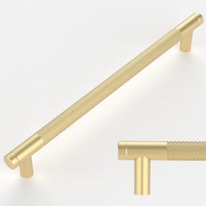 Amerdeco 10 Pack Gold Knurled Cabinet Pulls 7.55 Inch Center to Center Kitchen Cabinet Handles for Drawer Dresser, Cupboard and Wardrobe ZH0031