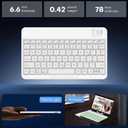 OMOTON Bluetooth Keyboard for Tablet/Android/Windows/iOS, with 7 Colors Backlight Rechargeable Wireless Keyboard Compatible with Galaxy Tab A9+/A9+ Plus/S9/S9 Plus/S9 FE, White