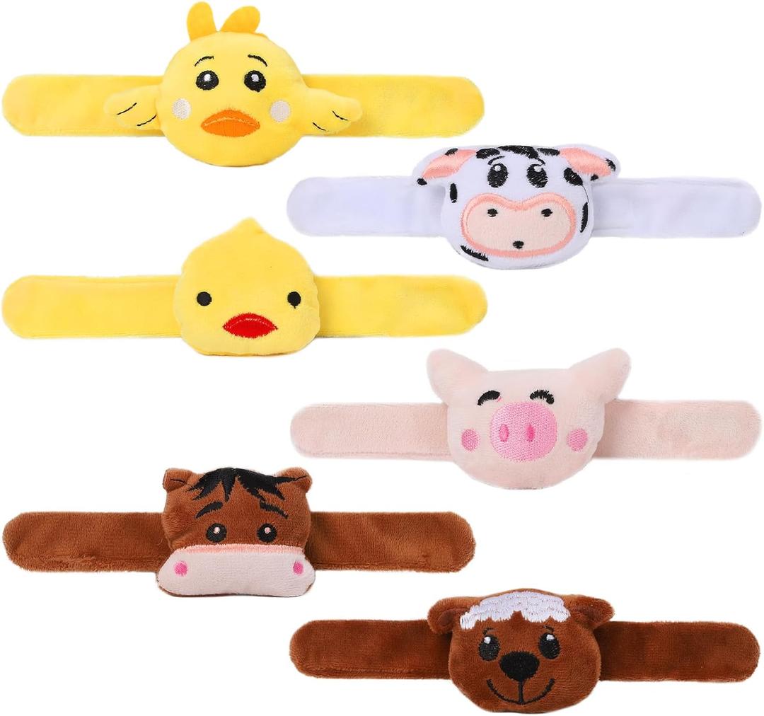12 PCS Stuffed Animal Slap Bracelets Plush Animal Slap Bracelets Cute Wrist Slap Band Toy Wrist Animals Wrist Pets Slap Bracelet Wrist Toy for Boys Girls Easter Birthday Gifts Party Favors 6 Styles