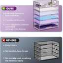 Marbrasse 6 Tier Paper Organizer Letter Tray - Mesh Desk File Organizer with Handle, Paper Sorter for Letter/A4 Office File Folder Holder - Purple