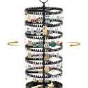 MODOWEY Rotating Earring Holder Organizer Display Tree with Metal Tray, Adjustable Plastic Stand with 342 Slots for Stud Hoop Hanger, Large Capacity Storage Rack for Women Space-Saving(6 Tier, Black)