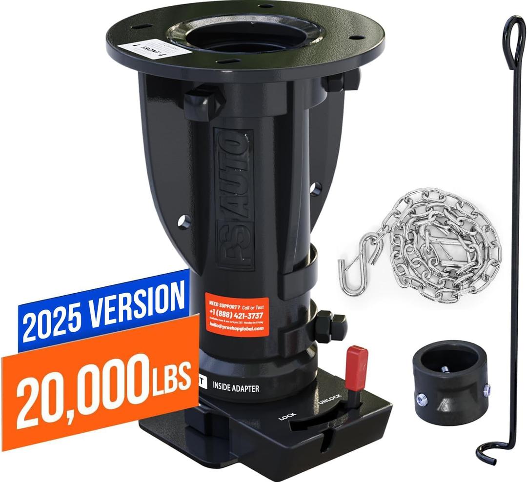 Fifth Wheel to Gooseneck Cushioned Trailer Hitch Adapter - 12" to 16" Adjustable Height Converter Gooseneck Trailer Hitch Adapter (Black)