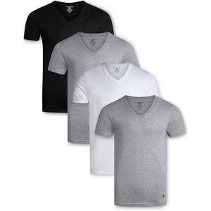 Lucky Brand Mens Undershirts - 4 Pack 100% Cotton Crewneck & V Neck Undershirts for Men - Basic Underlayer T-Shirts for Men (X-Large)
