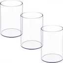 Stylish Clear Acrylic Desk Organizer Pen and Pencil Holders Set of 3, Round Makeup Brush Storage Perfect for Home, School and Office Supplies