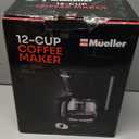 Mueller 12-Cup Drip Coffee Maker - Borosilicate Carafe, Auto-Off, Reusable Filter, Anti-Drip, Keep-Warm Function, Clear Water Level Window Coffee Machine, Kitchen Essentials & Accessories (Black)