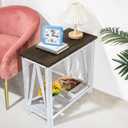 Farmhouse End Table, Rustic Narrow Side Table with Storage Shelf, 24" W x 12" D x 24" H