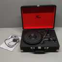 Vinyl Stereo Blue Record Player 3 Speed Portable Turntable Suitcase Built in 2 Speakers RCA Line Out AUX Headphone Jack PC Recorder