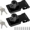 2 Packs 2.5 Inch Hasp Lock With Keys, Stainless Steel Latch, Twist Knob Keyed Locking for Cabinet Small Door, Flat Black