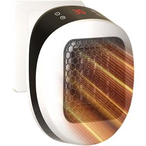 Portable Plug In Space Heater, 600W Small Wall Outlet Heater for Indoor Use, Adjustable Thermostat and Timer, Overheat Protection, Fast and Safe Heat for Bathroom Office Bedroom Home