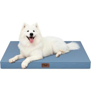 Outdoor Large Washable Dog Bed, Orthopedic Egg Crate Foam Dog Crate Mat for Large Dogs with Removable Oxford Cooling Cover, Blue (41.0"L x 27.0"W x 3.5"Th)