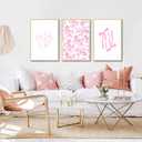 3Pcs Pink Floral Bow Wall Art How Lucky Are We Wall Decor Pictures Trendy Preppy Canvas Poster Prints for College Dorm Apartment Girl Room Decorations Unframed (16x24in poster)